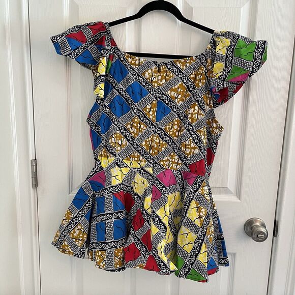 Shenbolen Top Womens Size 2XL Maxi Flared Long Shirt African Print Ankara NWT - Picture 2 of 10